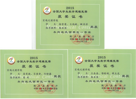 2015年全国老员工数学建模竞赛中喜获佳绩